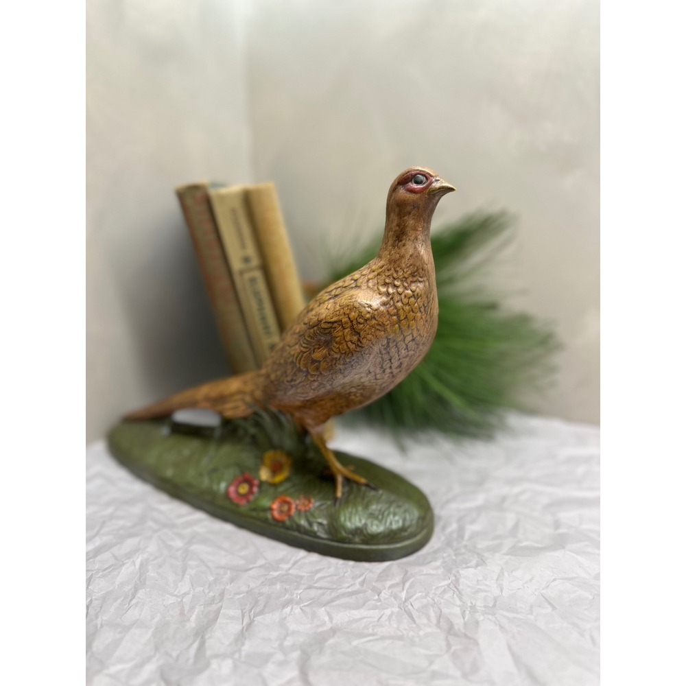 Vintage Holland Mold Ceramic Pheasant Figurine Hand Painted Bird Decor Brown